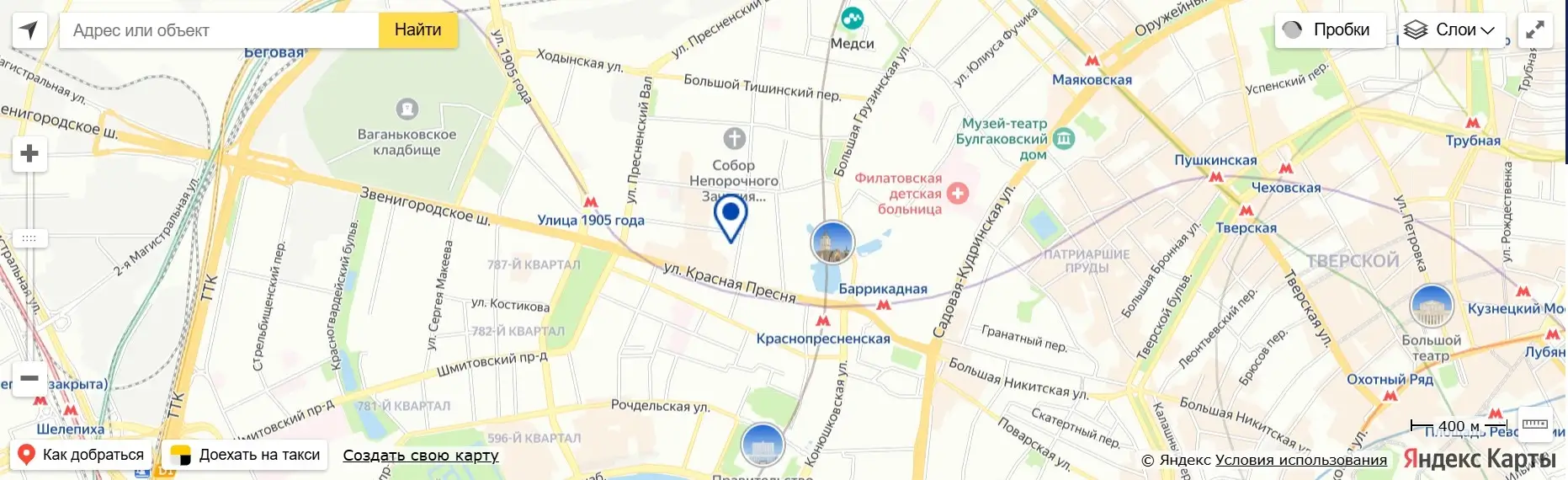 Карта проезда к стационару клиники